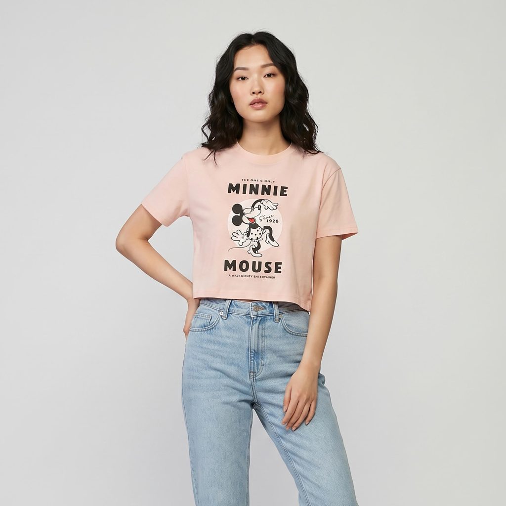 کراپ‌ تی‌شرت آستین کوتاه زنانه دیزنی minnie مدل minnie کالباسی - تصویر ۱